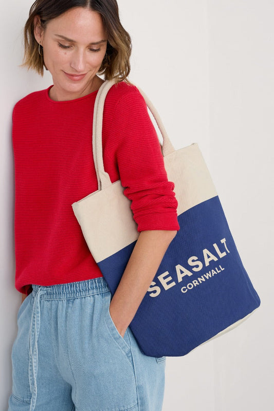 Canvas Navy Blue Logo Tote Bag