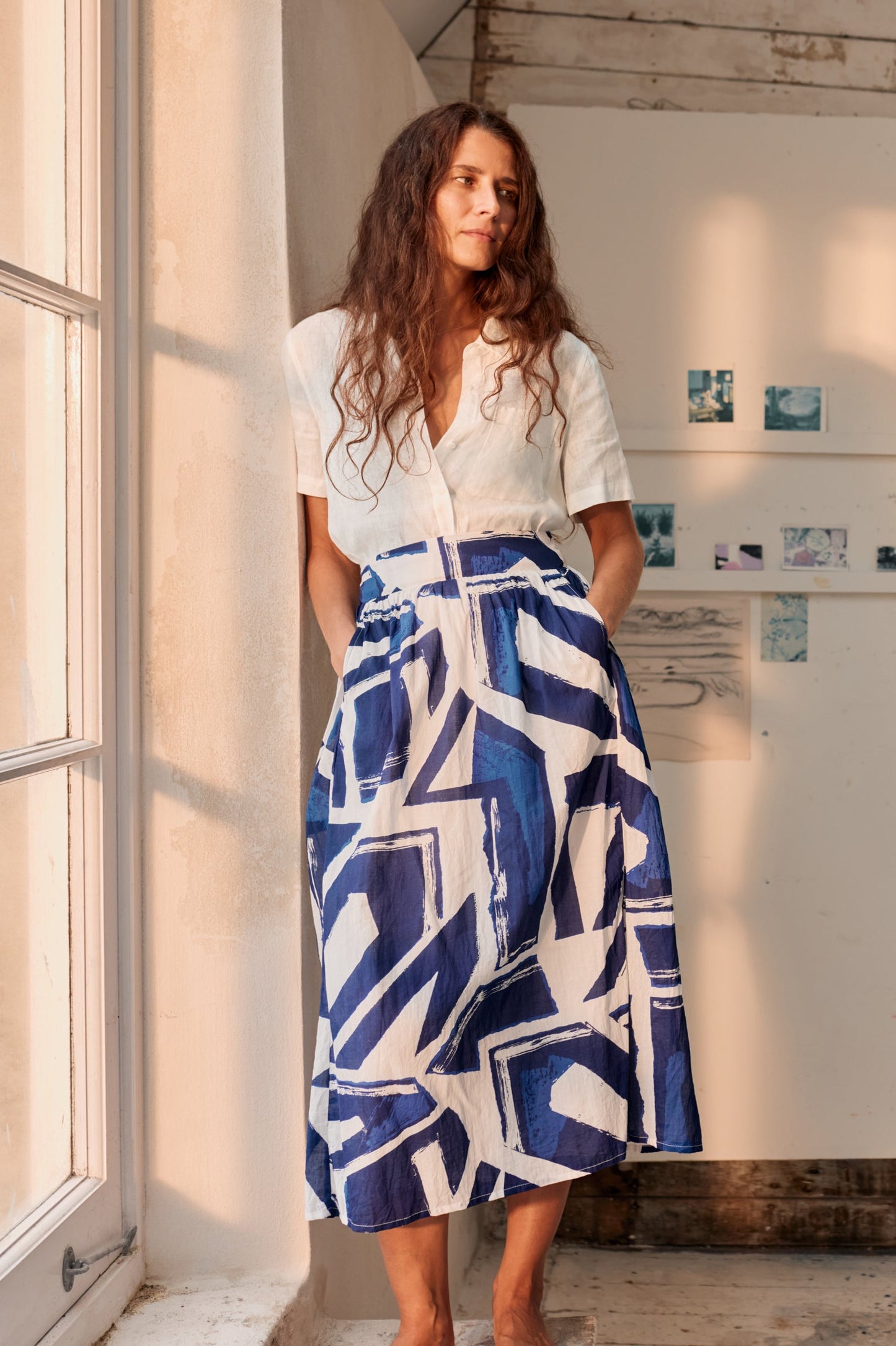 Mevagissey Midi Skirt in Organic Cotton