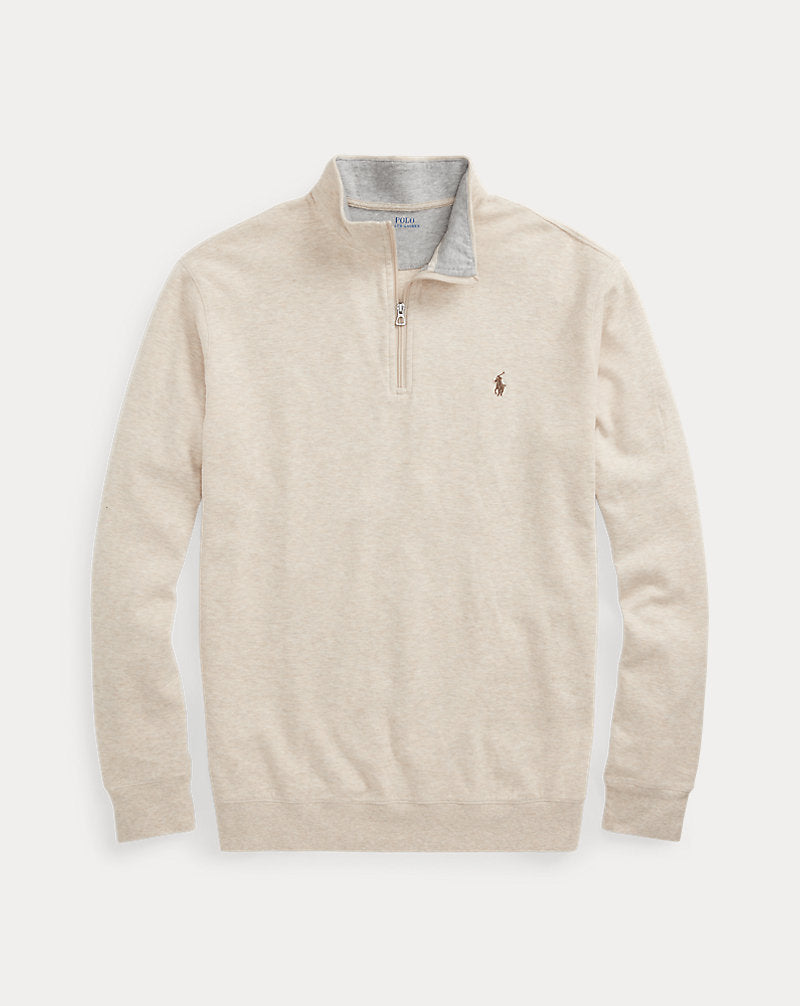 Luxury Jersey Quarter-Zip Pullover Expedition Dune Heather