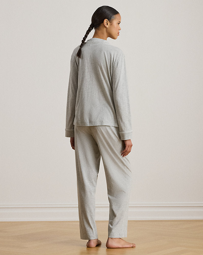 Knit Cotton-Blend Sleep Set Heather Grey