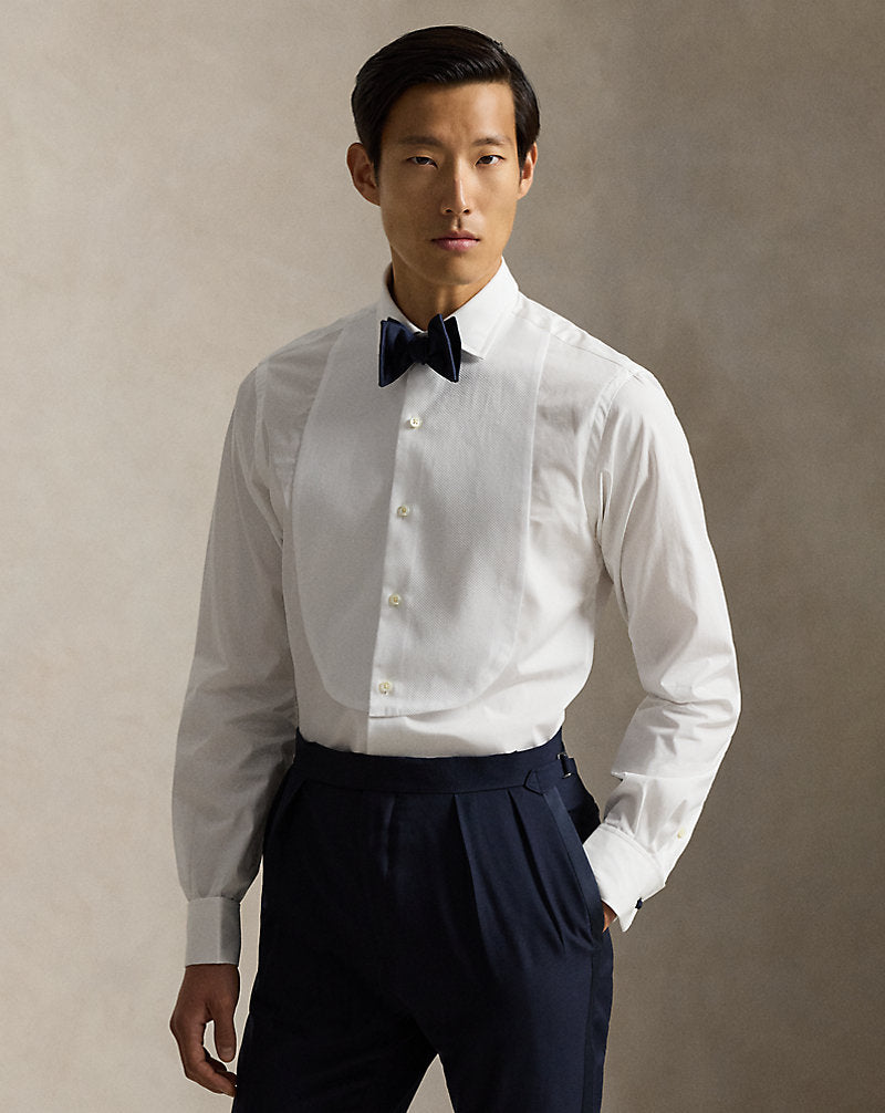 Custom Fit French Cuff Tuxedo Shirt White