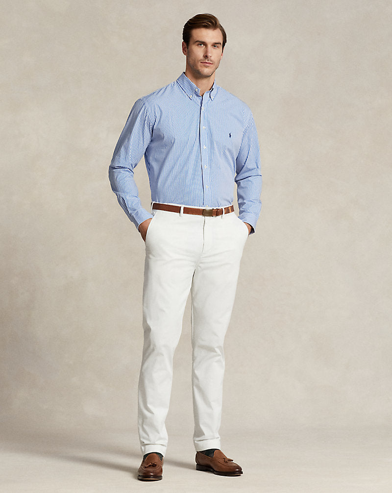 Striped Stretch Poplin Shirt 4655h Light Blue/White