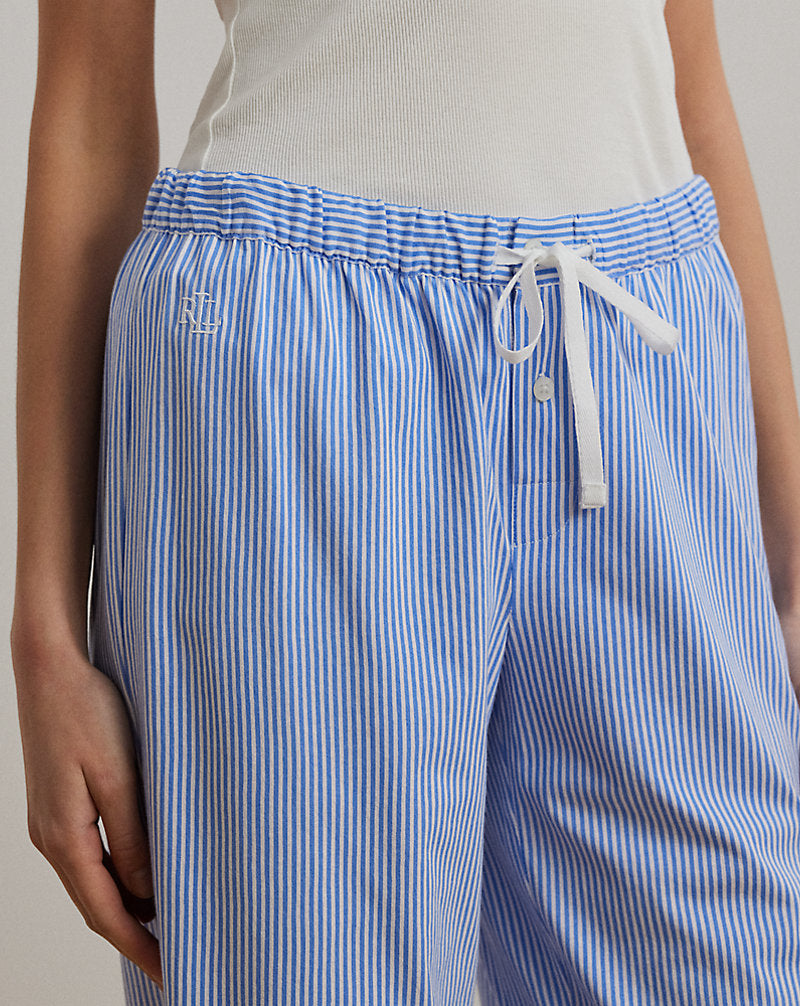 Striped Cotton Jersey Pyjama Trouser Blue Stripe