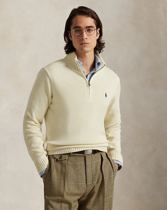 Cotton Quarter-Zip Jumper Andover Cream